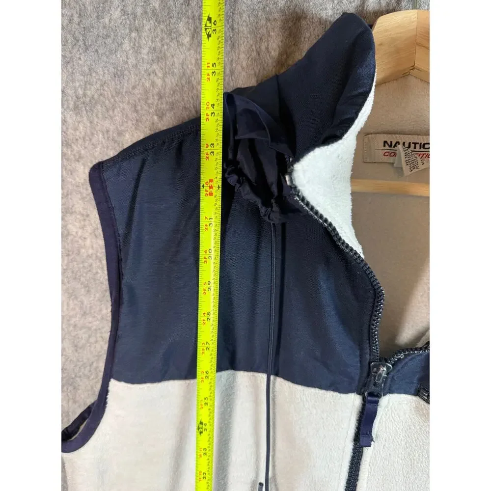 Vintage Nautica Competition NauTech Vest Large Packable Hood Fleece Made In USA